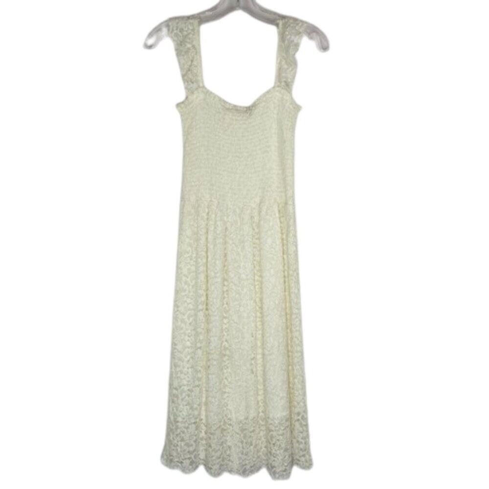 Anthropologie Maeve Ivory White Floral Lace Whimsical Romantic dress Women's XS